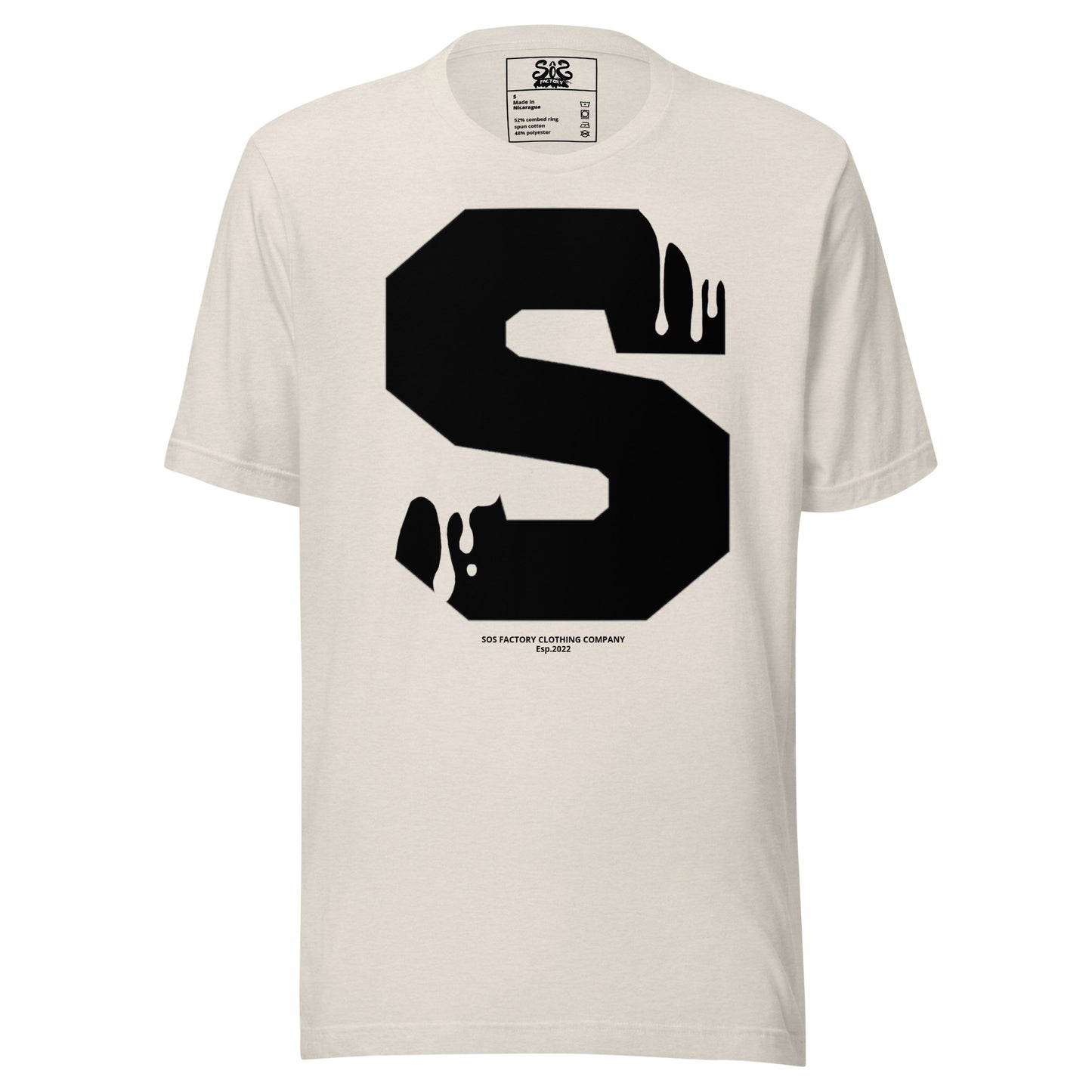 Sos Factory “S” Unisex T-shirt - Nutrition Facts